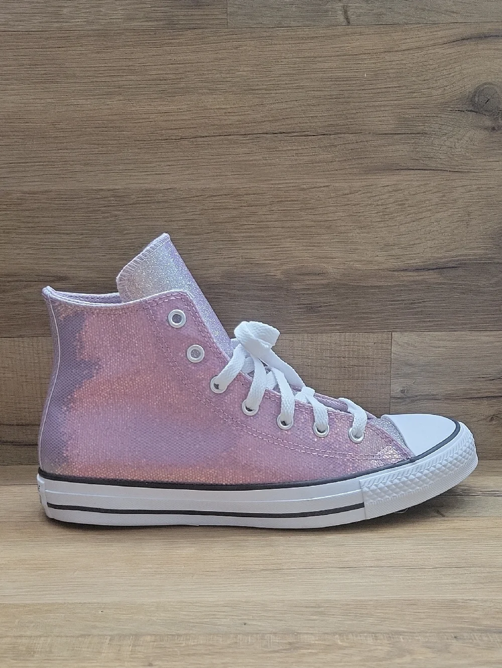 Kids High-Top Glitter Sneakers in Pink